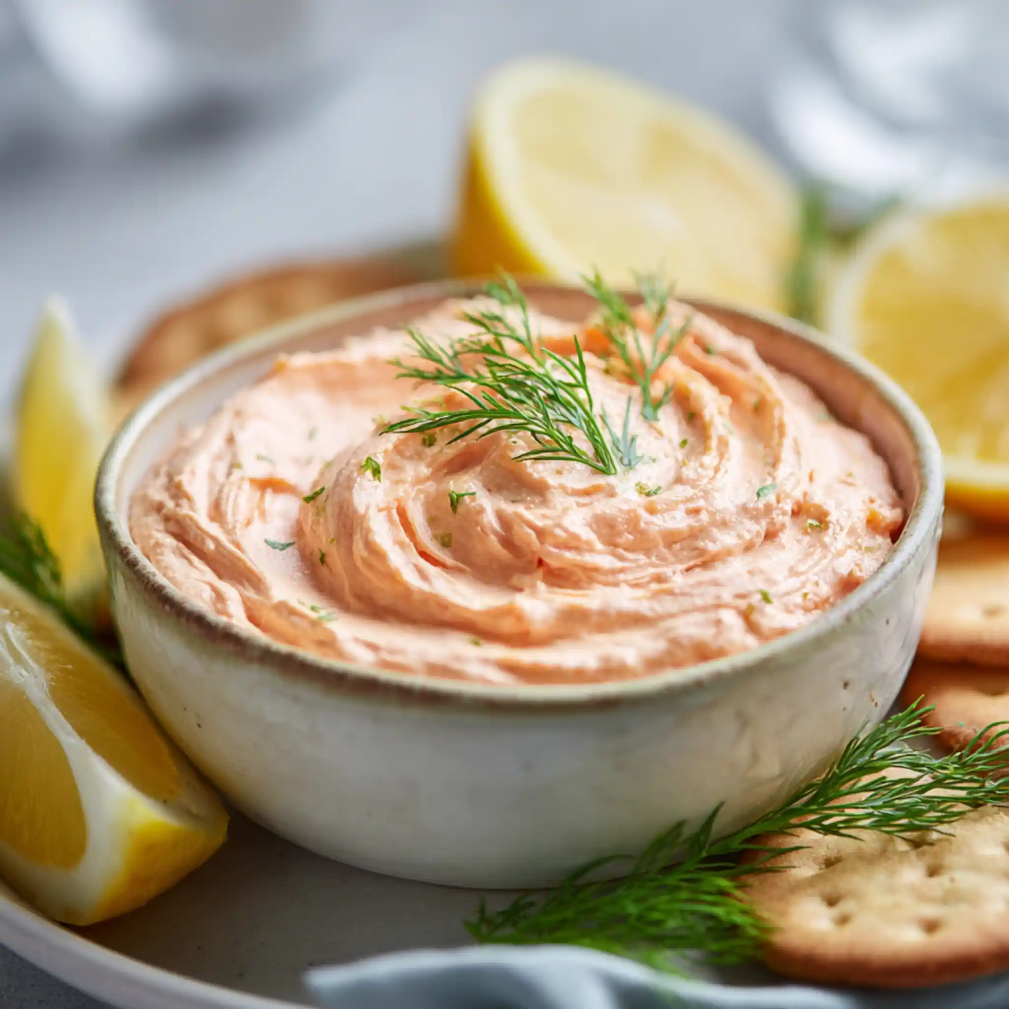 Smoked Salmon Mousse – Elegant, Creamy & Effortlessly Simple 1 Smoked Salmon Mousse – creamy savory mousse in a bowl with dill and crackers