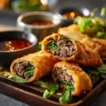 Savory Thai Basil Beef Rolls – Crispy, Spicy, Herby Flavor Bombs 3 Savory Thai basil beef rolls baked until crispy and golden