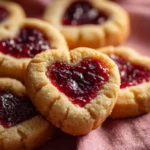 Valentine’s thumbprint cookies filled with jam