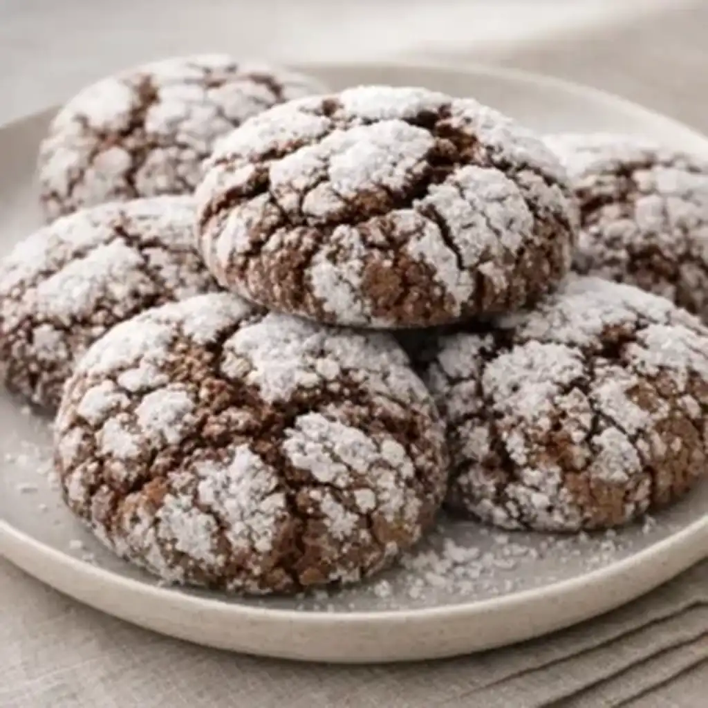 Crinkle tiramisu cookies with espresso flavor and powdered sugar crinkles