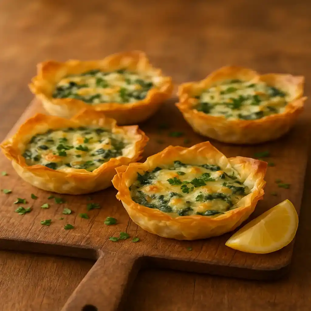 Spinach and Artichoke Dip Cups: Bite-Sized Cheesy Bliss 1 Spinach and Artichoke Dip Cups fresh from the oven, crispy edges and melty cheesy centers