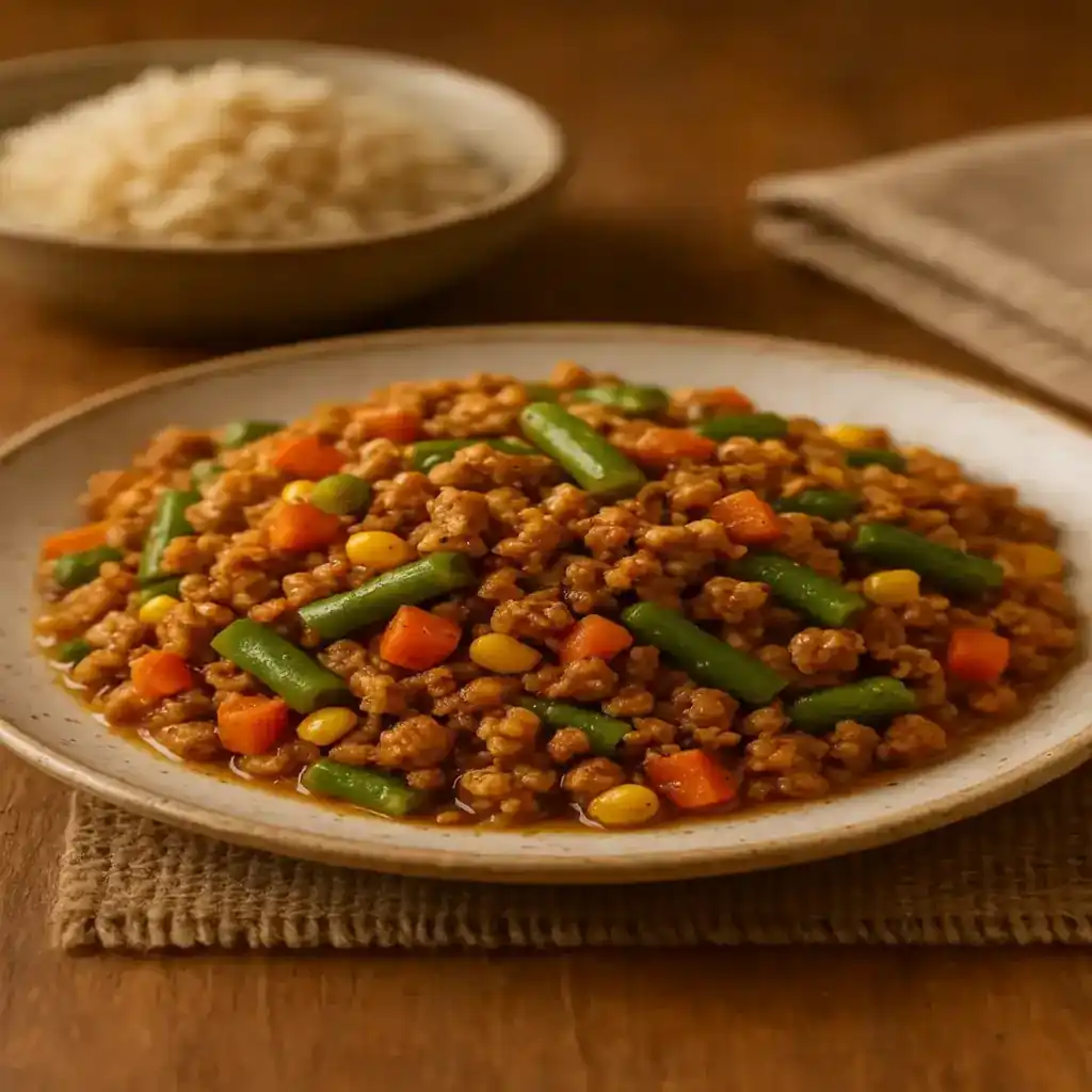 Comforting plate of Healthy Ground Turkey Recipes, warm and homey presentation
