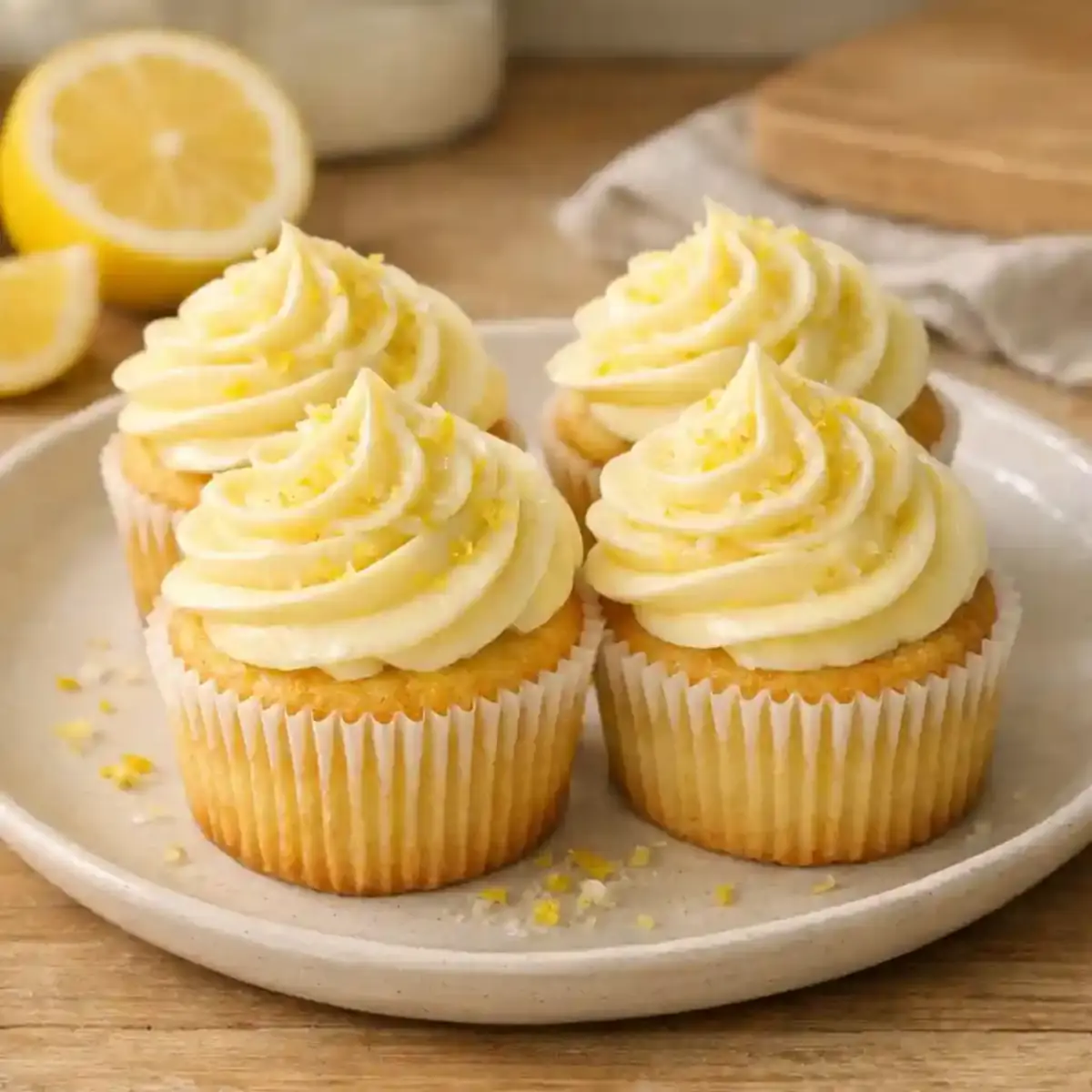 Bakery-Style Lemon Cupcakes for Spring Brunch 1 Bakery-Style Lemon Cupcakes for Spring Brunch on a simple plate