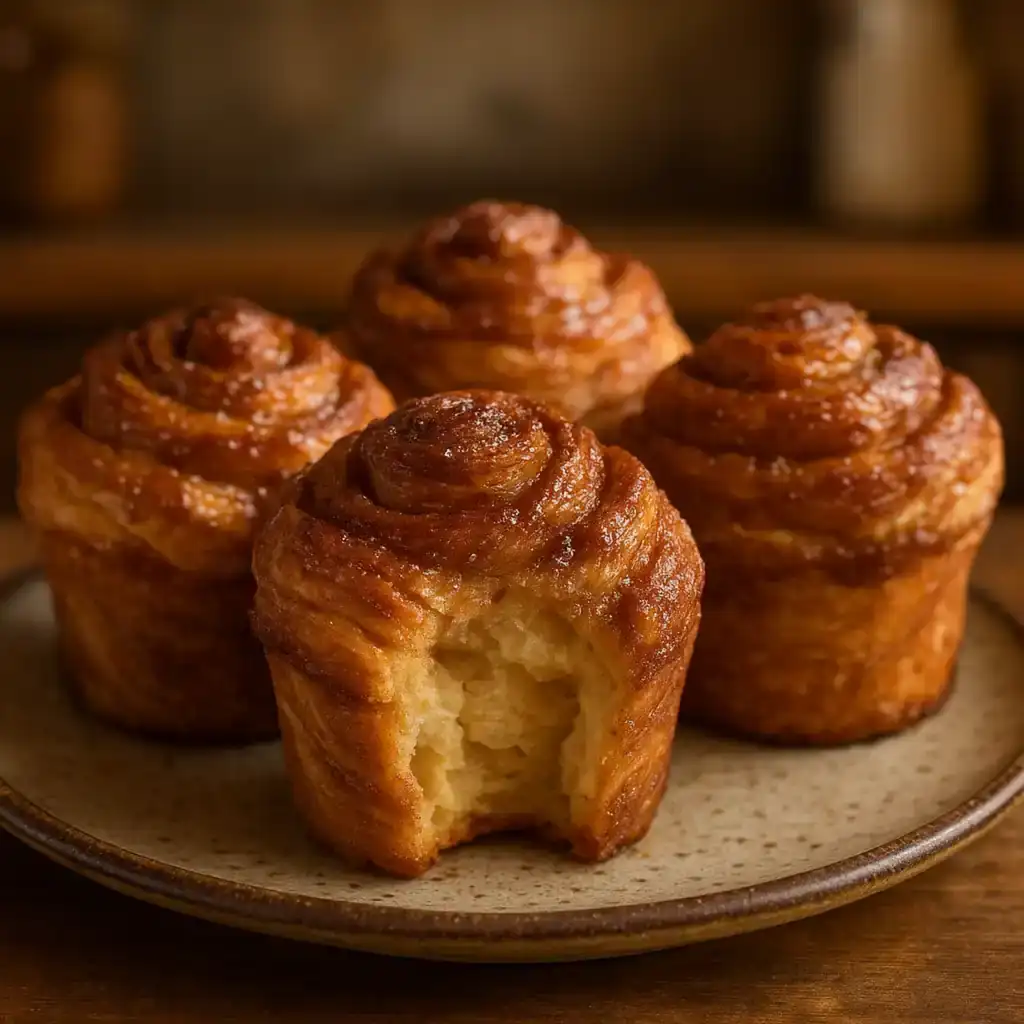 Warm Cinnamon Cruffins Recipe: Bakery Magic at Home 1 Warm Cinnamon Cruffins Recipe plated with golden flaky layers and caramelized cinnamon sugar