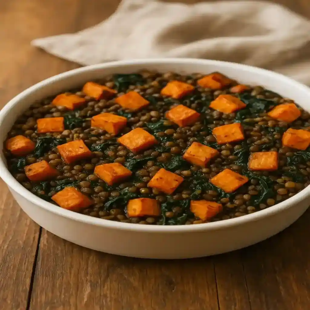 Simple lentil and sweet potato bake, a calm and nourishing addition to Healthy Comfort Food Recipes