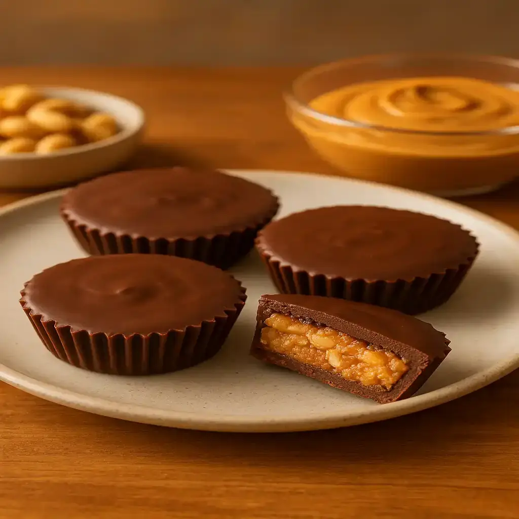 Protein Packed Reese's Cups Post Workout Snack for Busy Families 1 A warm, inviting photo of Protein Packed Reese's Cups Post Workout Snack. These small chocolate peanut butter cups are made with protein powder and simple pantry ingredients, perfect for busy families and post exercise recovery.