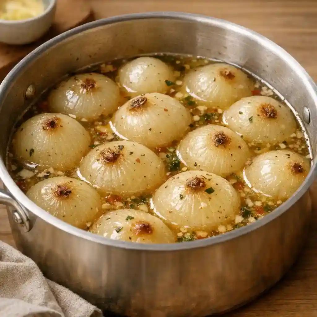 Simple Onion Boil Recipe for Cozy, Flavorful Meals 1 Comforting onion boil with tender whole onions in buttery broth