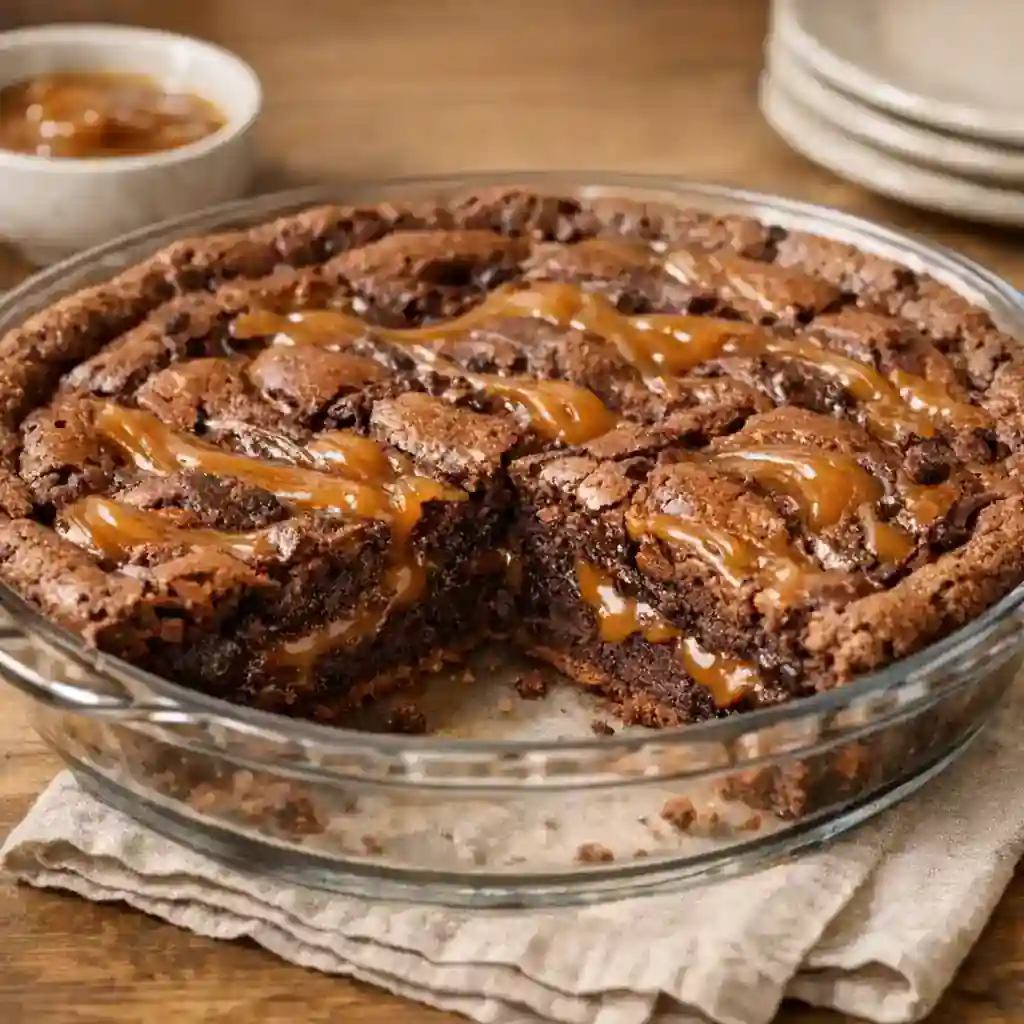 The Ultimate Caramel Brownie Pie for Cozy, Crowd-Pleasing Desserts 1 A slice of the Ultimate Caramel Brownie Pie with rich chocolate filling and caramel swirl