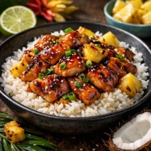 Hawaiian Chicken with Coconut Rice Sweet Savory Spring Dinner 1 Hawaiian Chicken with Coconut Rice sweet and savory spring dinner