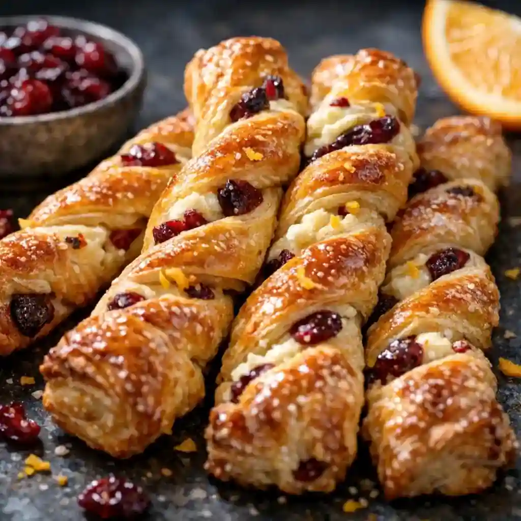 Cranberry Orange Cream Cheese Pastry Straws That Go Viral 1 Cranberry Orange Cream Cheese Pastry Straws baked golden and flaky