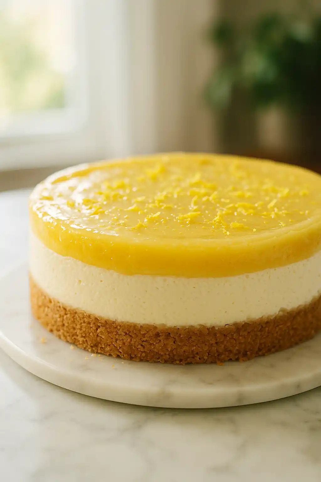 Lemon Cheesecake Cake: Bright, Silky, Crowd-Pleasing Dessert 1 Bright Lemon Cheesecake Cake with glossy lemon glaze and buttery crumbs, perfect party dessert