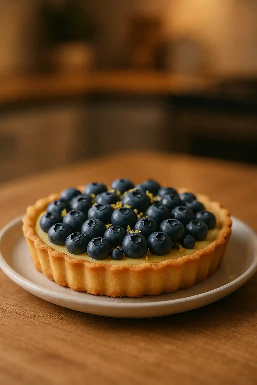 Lemon Blueberry Tart That Feels Like Home 1 Close up of a Lemon Blueberry Tart with glossy berries and silky lemon curd, showing bright citrus color and buttery crust