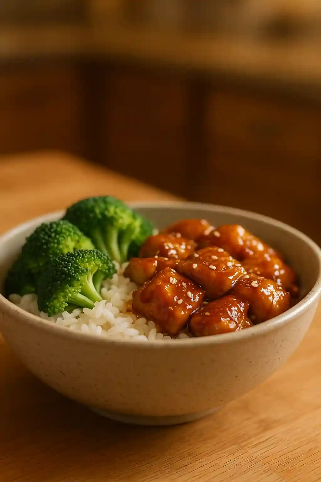 Honey Garlic Chicken Rice Bowl for Simple Weeknights 1 Honey Garlic Chicken Rice Bowl with glossy honey garlic glaze on chicken over steamed rice and broccoli
