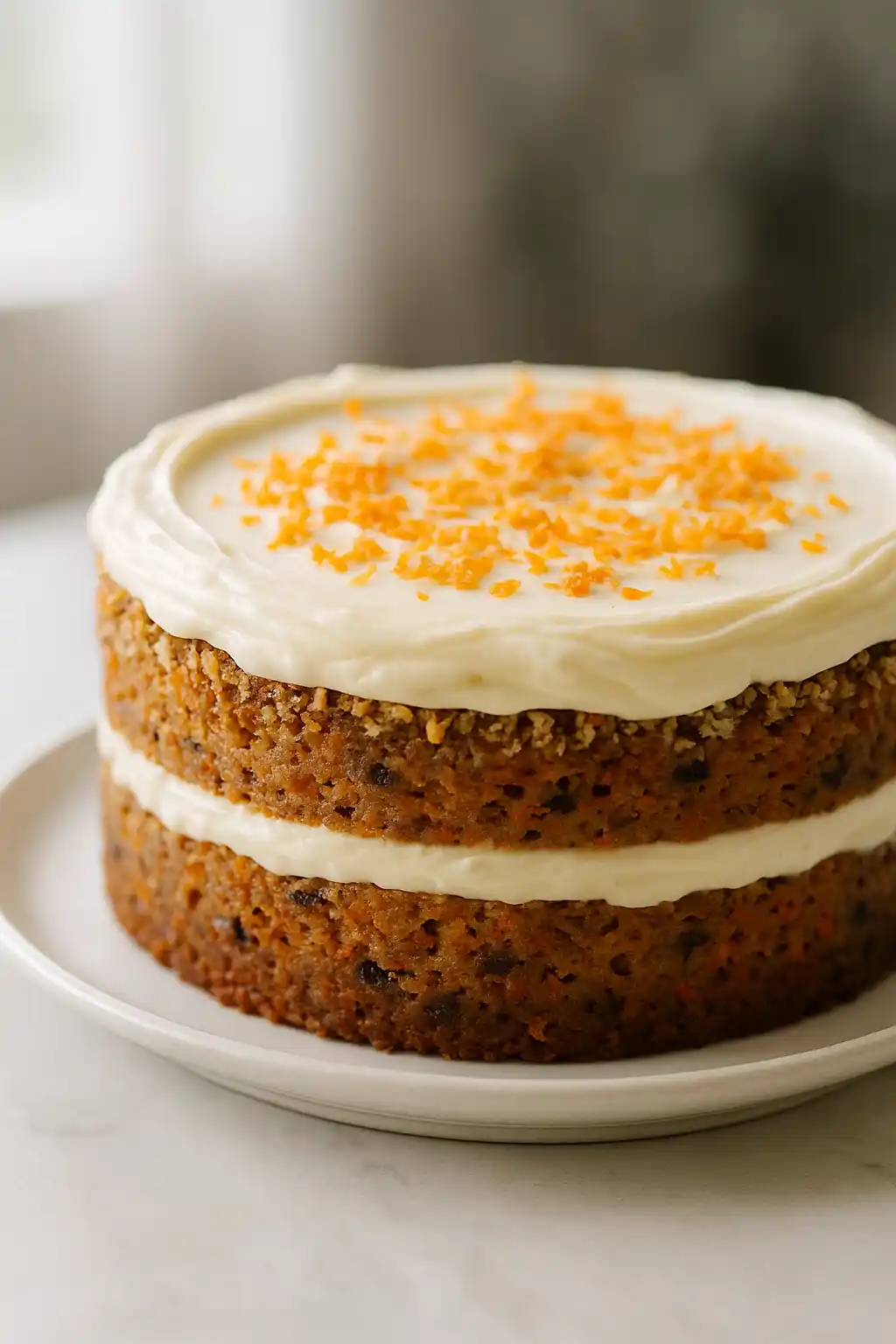 Best Ever Carrot Cheesecake Recipe with creamy frosting and toasted nut crust
