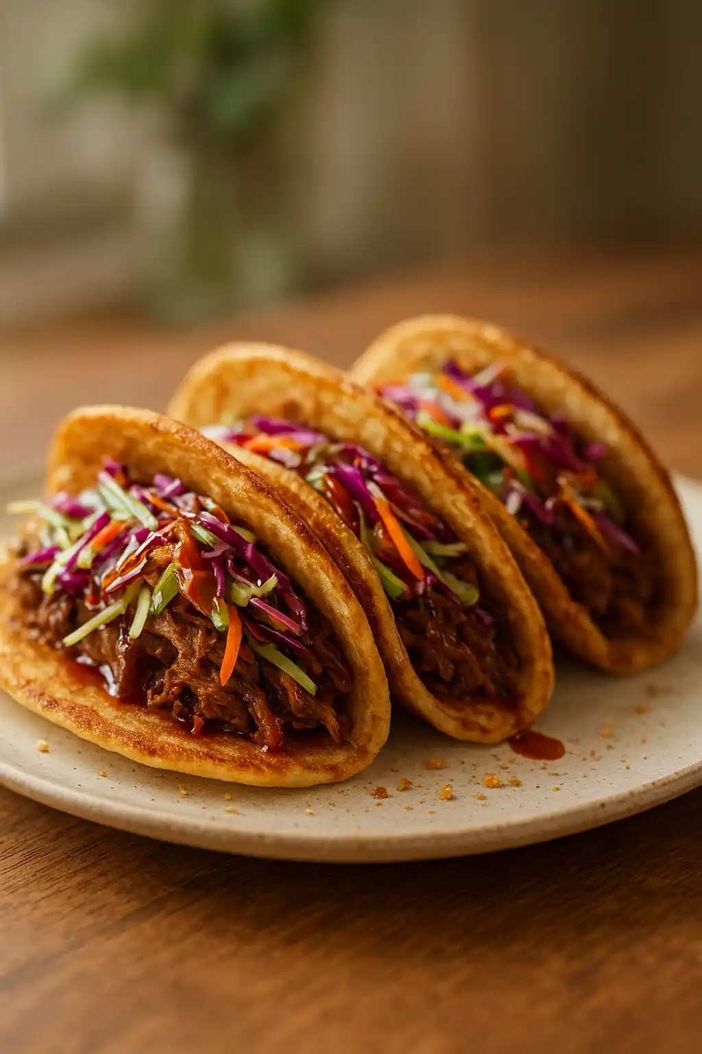 Savory Pancake Tacos Recipe, Fluffy Tacos with Bold Flavor 1 Savory Pancake Tacos Recipe hero shot with fluffy pancake shells, smoky filling, and crunchy slaw