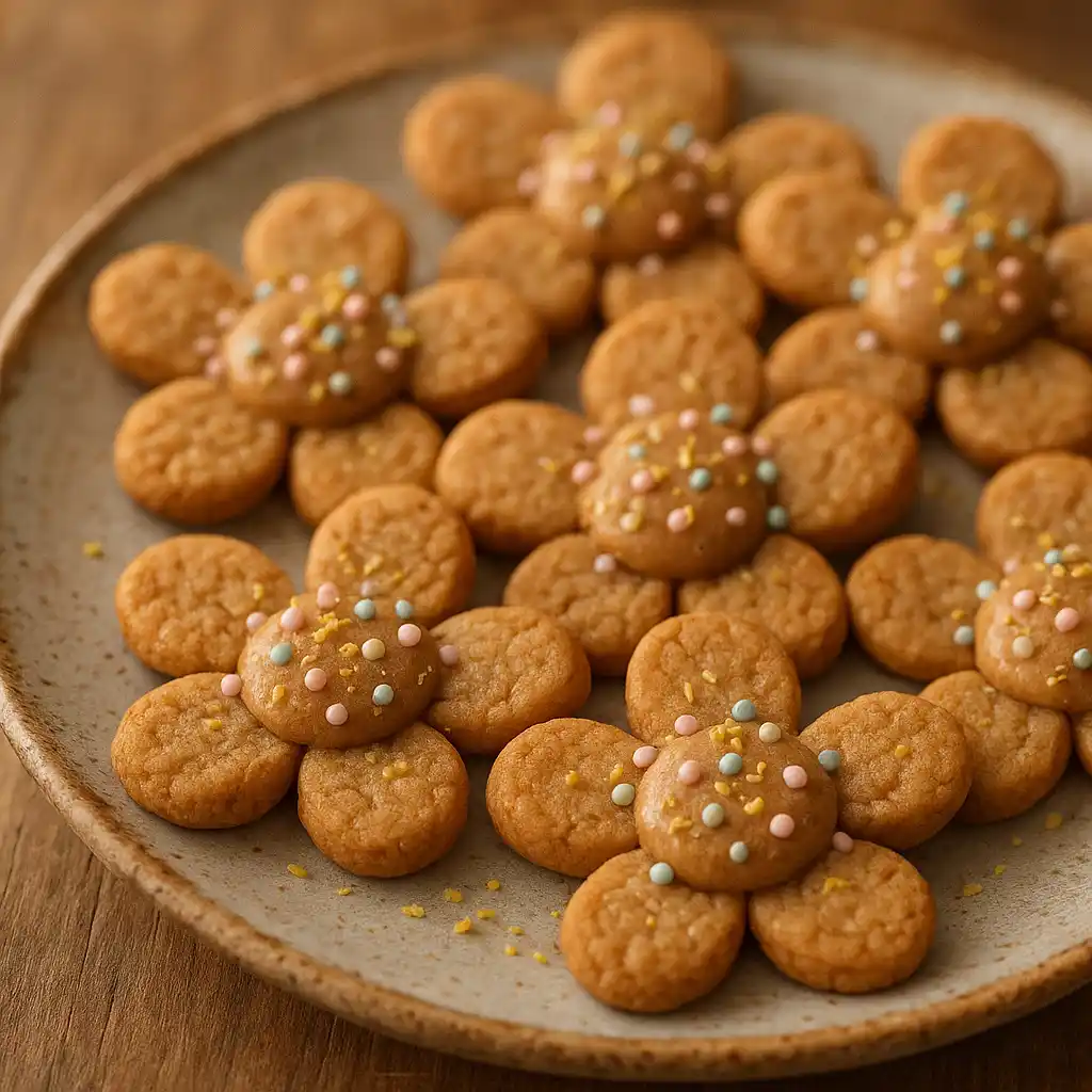 Almond Butter Spring Blossom Cookies, soft nutty cookies with pastel sprinkles and lemon zest