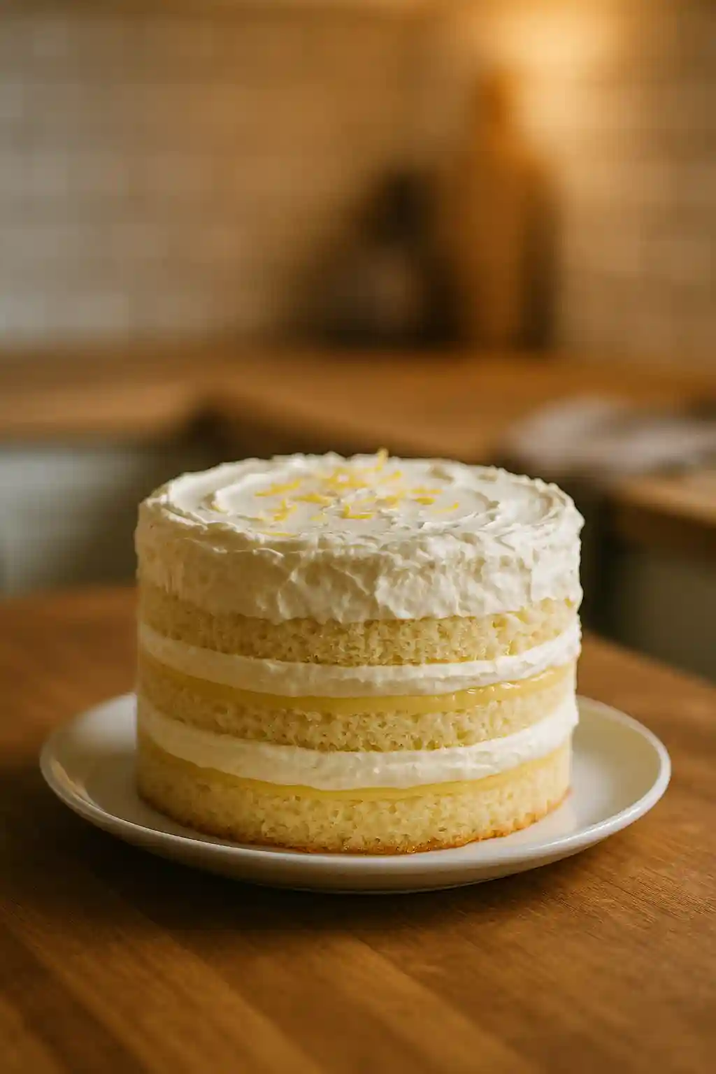 Lemon Chantilly Cake, Light and Easy 1 Lemon Chantilly Cake with light Chantilly cream and lemon curd, ready to serve